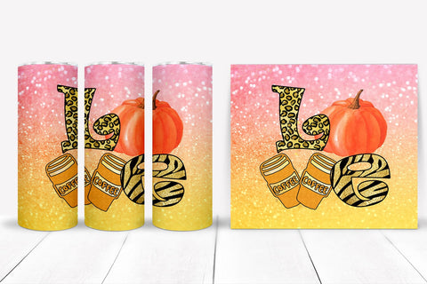 Love Fall Tumbler Sublimation I Autumn Tumbler Wrap PNG Sublimation Happy Printables Club 