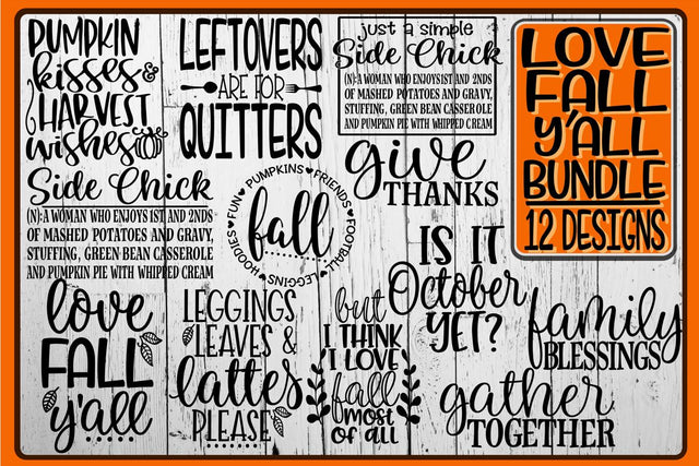 Love Fall Y'all Bundle - 12 Designs Included SVG On the Beach Boutique
