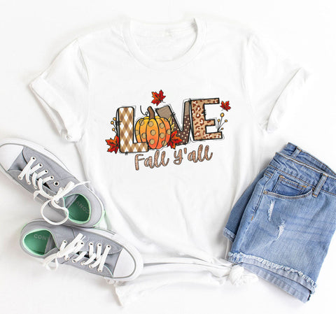 Love Fall Y'All PNG, Hello Pumpkin Fall Vibes Peace Love Thanksgiving Family Sublimation design hand drawn Printable Graphic Clipart Tshirt Sublimation DiamondDesign 