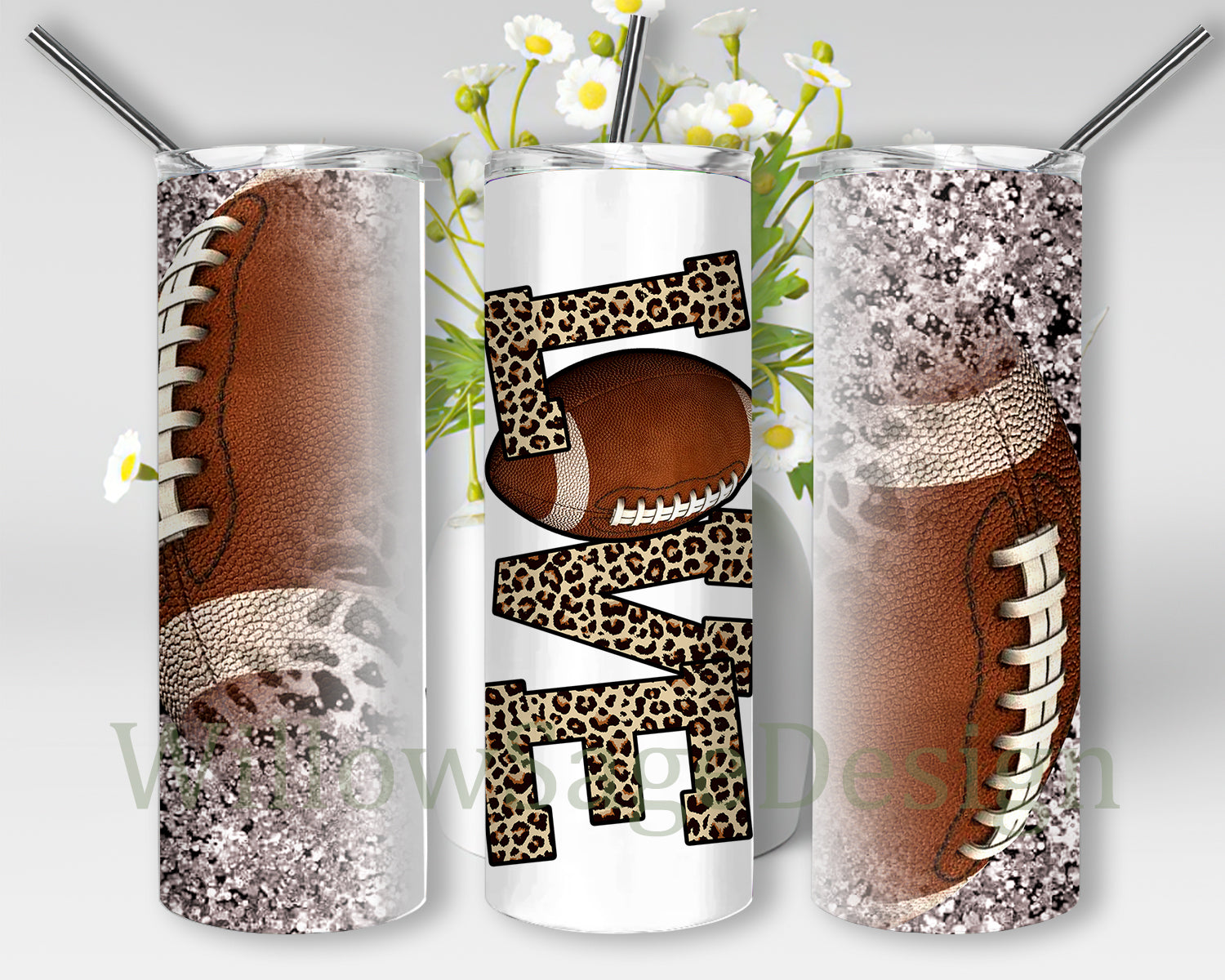 25 oz Football Tumbler