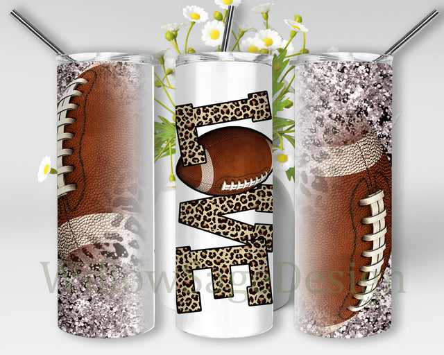 Love Football Tumbler Wrap, Love Leopard 20oz Skinny Tumbler, Football Tumbler Png, Sport Design Tumbler, Football Sublimation Design, Digital Download Sublimation WillowSageDesign 