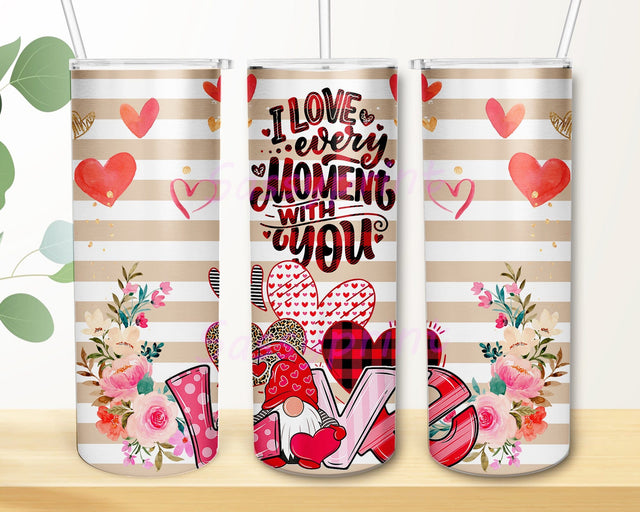 Love Gnome 20oz Skinny Tumbler, I Love Every Moment With You Tumbler Png, Valentine's Day Tumbler Design, Hearts Sublimation Design, Digital Download Sublimation sassyprint 