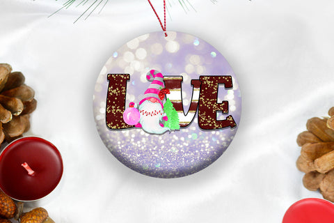 Love Gnome Christmas Ornament Sublimation I Holiday PNG Sublimation Happy Printables Club 
