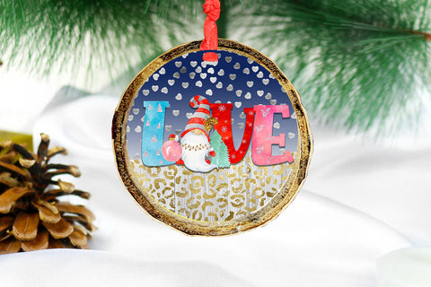 Love Gnome Christmas Ornament Sublimation I Holiday PNG Sublimation Happy Printables Club 