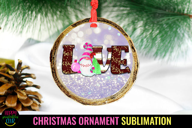 Love Gnome Christmas Ornament Sublimation I Holiday PNG Sublimation Happy Printables Club 