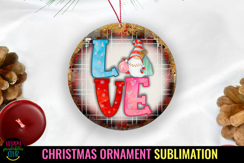 Love Gnome Christmas Ornament Sublimation I Holiday PNG Sublimation Happy Printables Club 