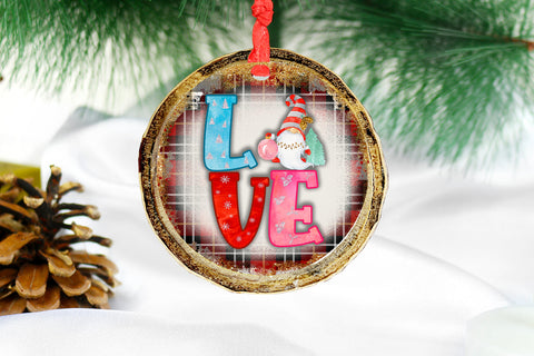 Love Gnome Christmas Ornament Sublimation I Holiday PNG Sublimation Happy Printables Club 