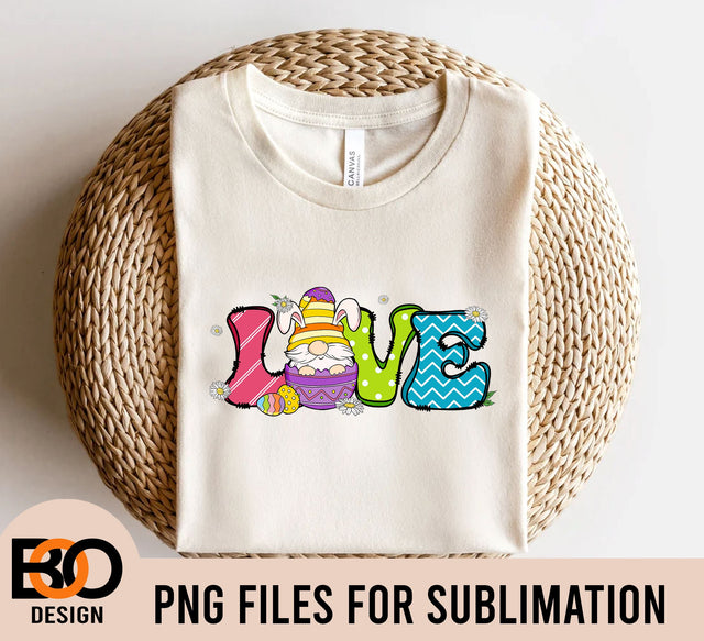 Love Gnome Easter png Sublimation Design Download, Easter Day png, Easter Life png, Gnome png, Sublimate Designs Download Sublimation BOO-design 