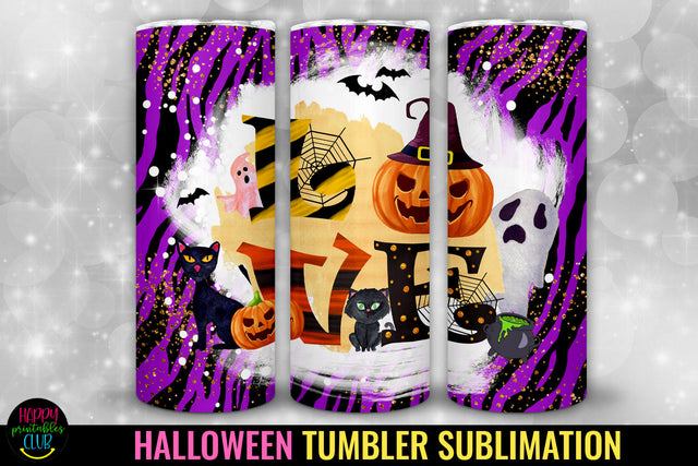 Love Gnome Halloween Tumbler Sublimation I 20 Oz Tumbler PNG Sublimation Happy Printables Club 