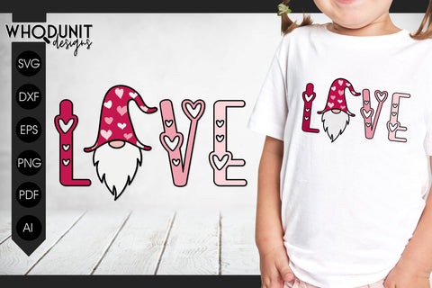 Love Gnome SVG | Valentine Gnome cut file SVG Whodunit Designs 