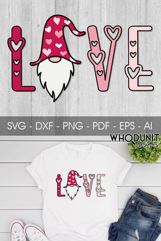 Love Gnome SVG | Valentine Gnome cut file SVG Whodunit Designs 