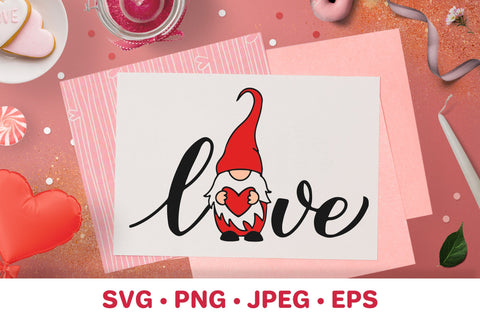 Love gnome. Valentines day design. Valentine lettering SVG LaBelezoka 