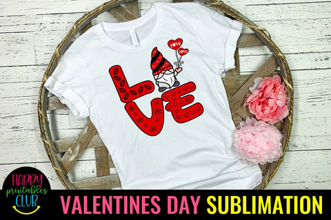 Love Gnome Valentines Day- Gnome Valentines Sublimation Sublimation Happy Printables Club 