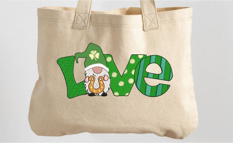 LOVE Gnome with Horse Shoe, St. Patrick Machine Embroidery Design Embroidery/Applique DESIGNS Angie 