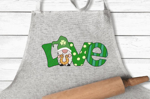 LOVE Gnome with Horse Shoe, St. Patrick Machine Embroidery Design Embroidery/Applique DESIGNS Angie 