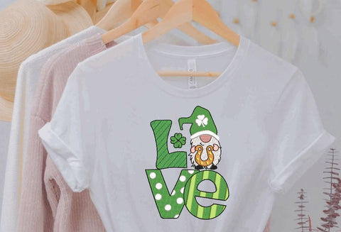 LOVE Gnome with Horse Shoe, St. Patrick Machine Embroidery Design Embroidery/Applique DESIGNS Angie 