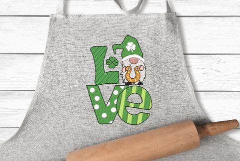 LOVE Gnome with Horse Shoe, St. Patrick Machine Embroidery Design Embroidery/Applique DESIGNS Canada Embroidery 