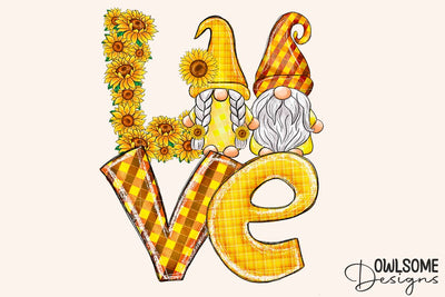 Love Gnomes Sunflower Sublimation Sublimation Owlsome.Designs 
