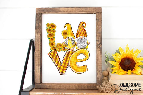 Love Gnomes Sunflower Sublimation Sublimation Owlsome.Designs 