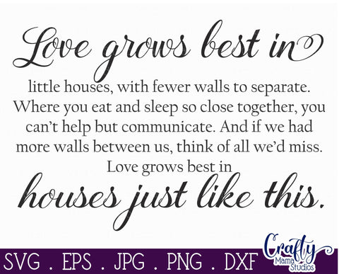 Love Grows Best In Little Houses - Home Svg - Family Svg - Love Svg SVG Crafty Mama Studios 