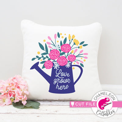 Love grows here Watering Can layered svg png dxf SVG Chameleon Cuttables 