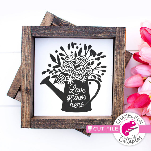Love grows here Watering Can svg png dxf SVG Chameleon Cuttables 