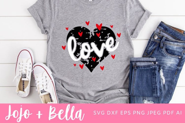 Love Grunge Heart SVG, Grunge Valentines SVG, Valentines Quote Svg, Grunge Love Quote SVG, Distressed Love Svg, Grunge Love Sign Svg, Svg files for Cricut, Sublimation SVG Jojo&Bella 