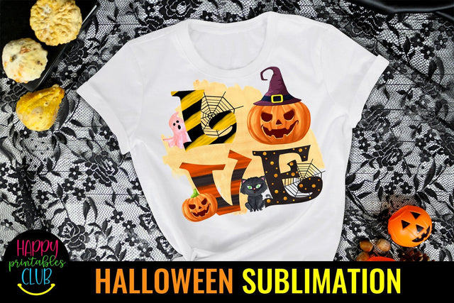 Love Halloween Sublimation- Halloween Love Sublimation PNG Sublimation Happy Printables Club 