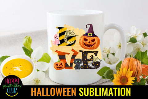 Love Halloween Sublimation- Halloween Love Sublimation PNG Sublimation Happy Printables Club 