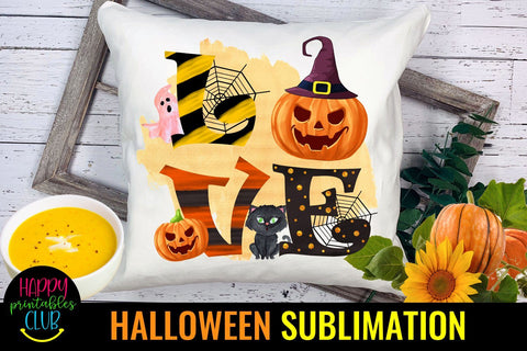 Love Halloween Sublimation- Halloween Love Sublimation PNG Sublimation Happy Printables Club 
