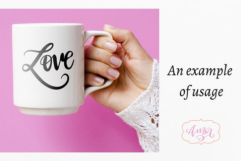 Love hand lettered, valentines design SVG Amorclipart 