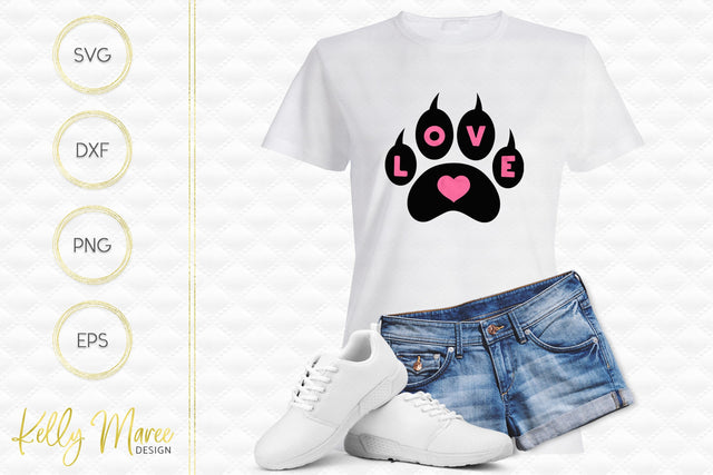 Love Heart Cat Paw SVG Cut File Kelly Maree Design 