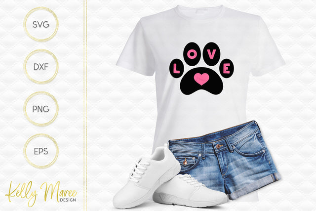 Love Heart Dog Paw SVG Cut File Kelly Maree Design 
