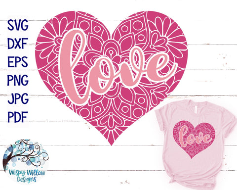 Love Heart Mandala SVG SVG Wispy Willow Designs 