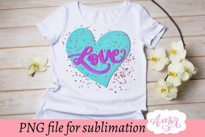 Love heart sublimation design for T-shirts Sublimation Amorclipart 
