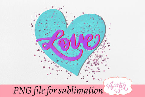 Love heart sublimation design for T-shirts Sublimation Amorclipart 