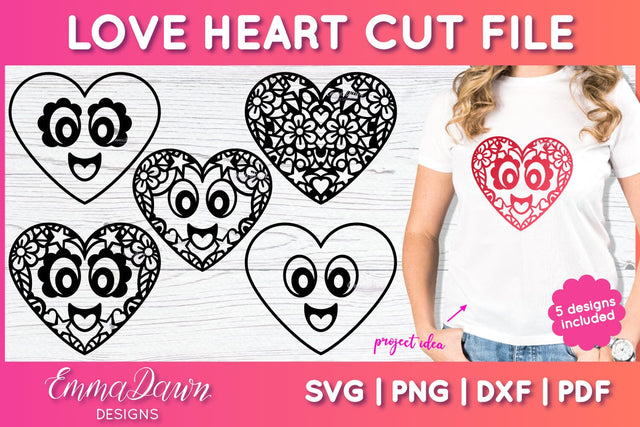 Love Heart SVG | Cute Heart SVG Bundle SVG Emma Dawn Designs 