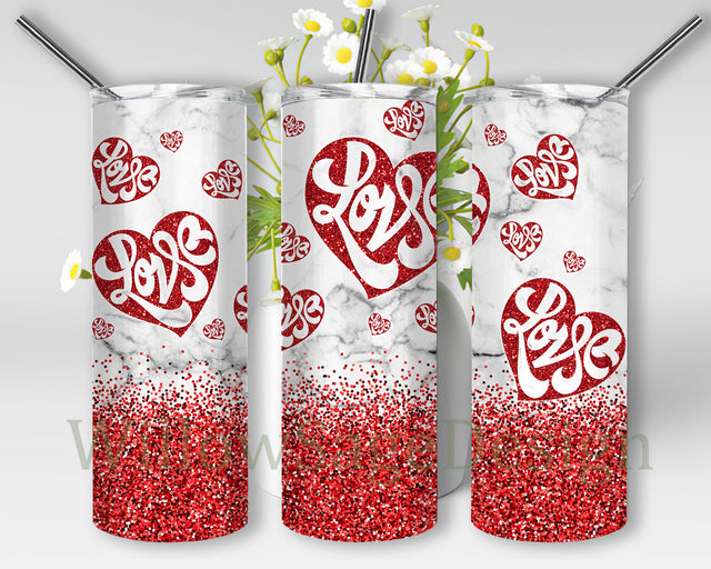 Love Heart Tumbler Design Png, Heart Glitter 20oz Skinny Tumbler, Valentine Day Tumbler Png, Love Valentine Day Tumbler Wrap, Valentine Day Sublimation Design for Straight, Digital Download Sublimation WillowSageDesign 