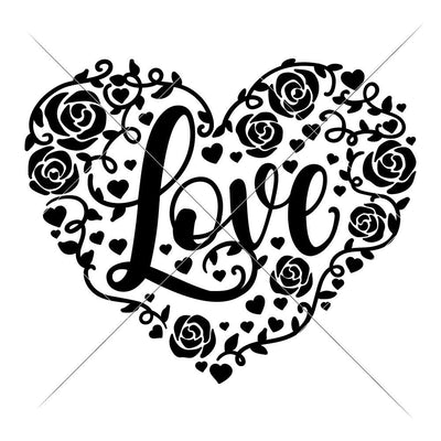 Love Heart with Roses - Valentine's Day Wedding Anniversary SVG Chameleon Cuttables 