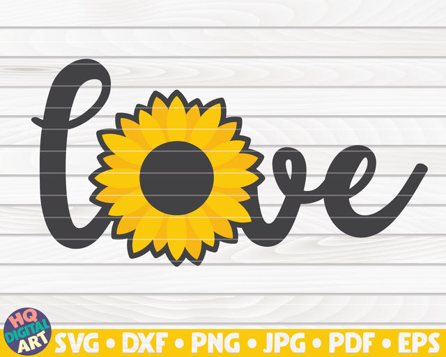 Love horizontal sign with Sunflower SVG SVG HQDigitalArt 