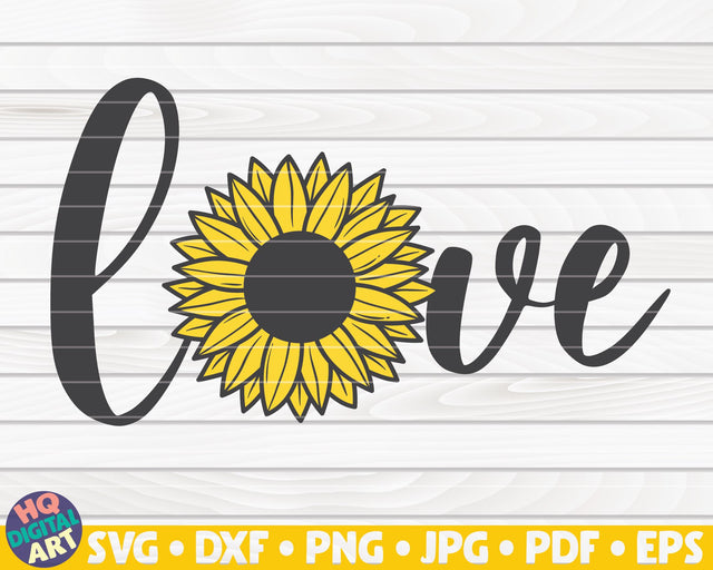Love horizontal sign with Sunflower SVG SVG HQDigitalArt 