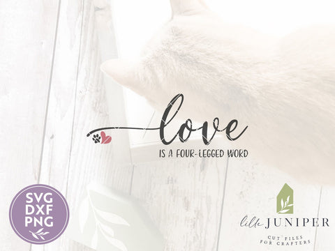Love is a Four-Legged Word SVG | Pets SVG | Dogs SVG | Cats SVG | Farmhouse Sign Design SVG LilleJuniper 
