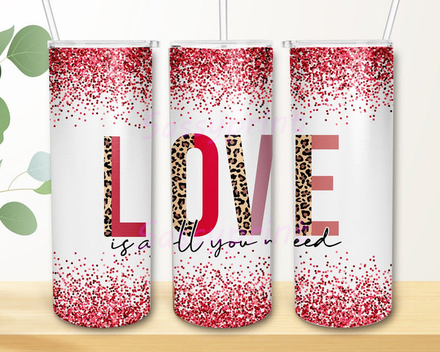 Love is All You Need Design Tumbler, Love Leopard Tumbler Png, Valentines 20oz Skinny Tumbler, Glitter Tumbler Wap, Valentine's Day Sublimation Design, Instant Download Sublimation sassyprint 