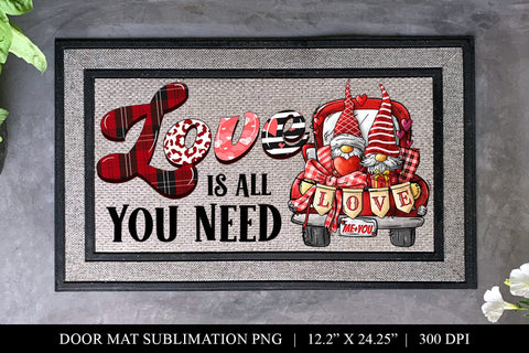 Love Is All Your Need Valentine Door Mat Sublimation PNG Sublimation BijouBay 