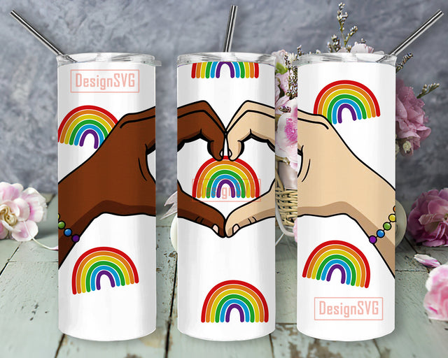 Love is Love 20oz Skinny Tumbler, Lesbian Pride Tumbler Design, Rainbow Pride Tumbler Wrap, LGBT Pride Sublimation Design, Instant Download Sublimation DesignSVG 