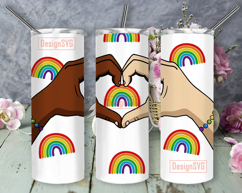 Love is Love 20oz Skinny Tumbler, Lesbian Pride Tumbler Design, Rainbow Pride Tumbler Wrap, LGBT Pride Sublimation Design, Instant Download Sublimation DesignSVG 