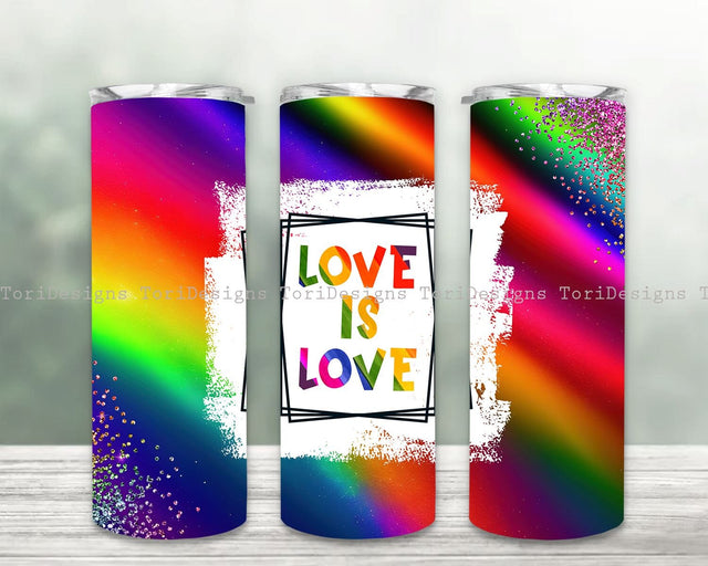 Love is Love 20oz Skinny Tumbler Wrap Design, LGBTQ Pride Tumbler Template Design Sublimation Designs Download Sublimation ToriDesigns 