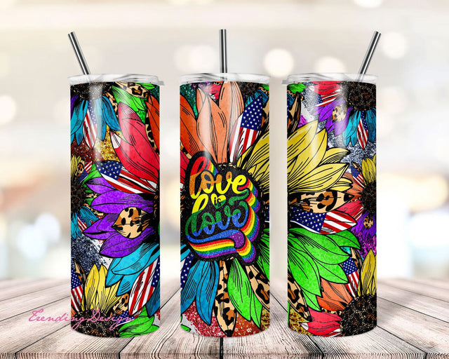 Love is love LGBT Tumbler Design, Sublimation Designs Downloads, Skinny 20oz tumbler PNG, Gay Pride Tumbler wrap design Sublimation TrendingDesign 
