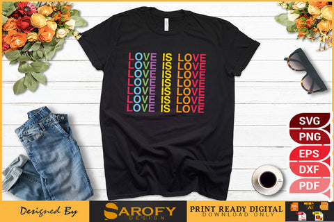 Love is love LGBTQ gay pride month Rainbow vector SVG Sarofydesign 