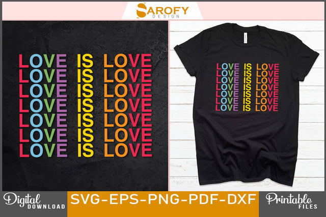 Love is love LGBTQ gay pride month Rainbow vector SVG Sarofydesign 